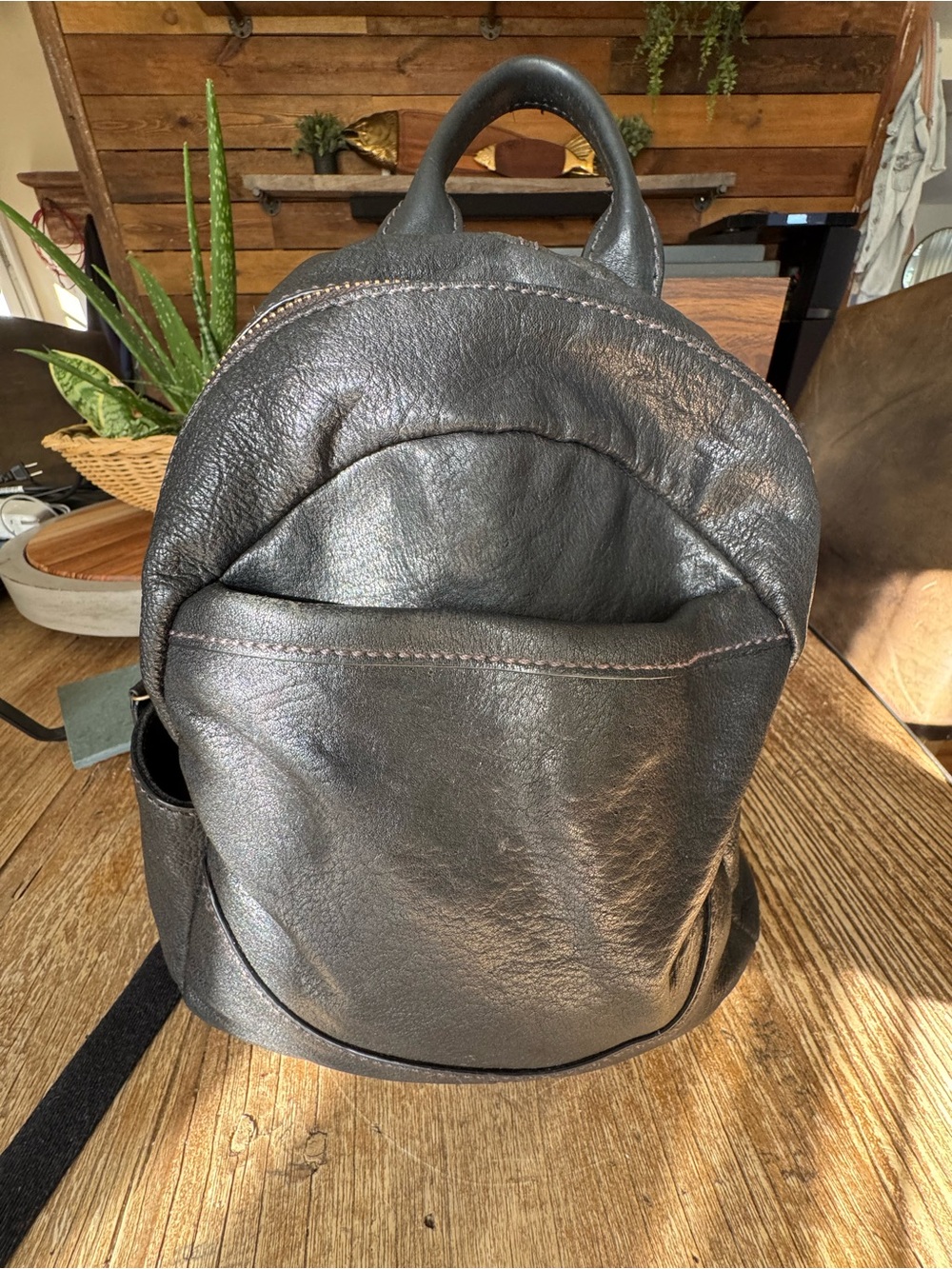 Frye Black Leather Small Backpack